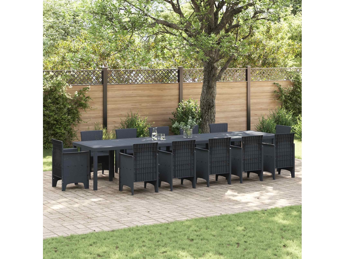 Vidaxl Mesa De Jardim Antracite 400 X 100 X 73 Cm Vime Pe