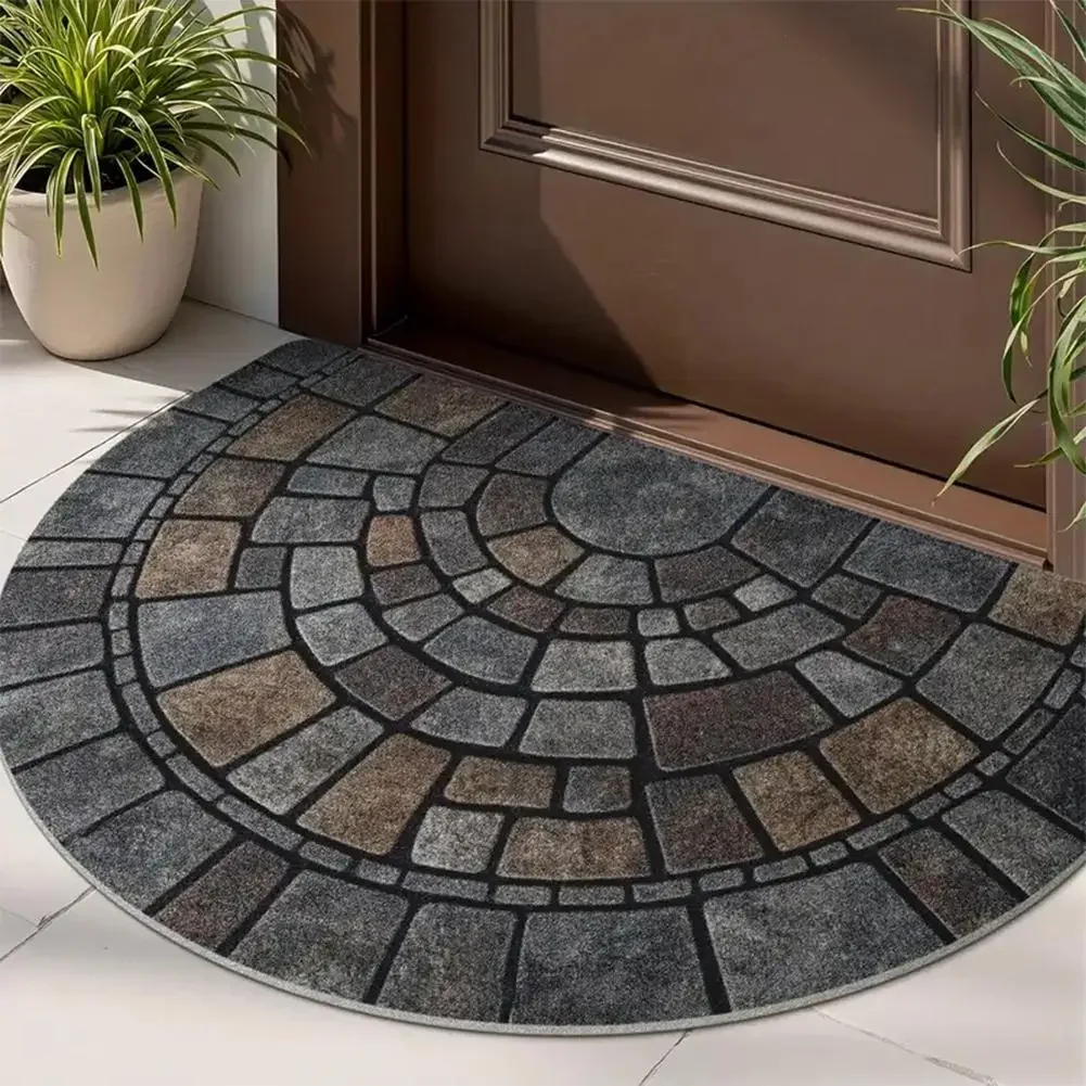 (estilo 18 45x70cm) Tapete De Entrada Semicircular Em Mosaico, Estilo Retrô, Com Formato De Leque.
