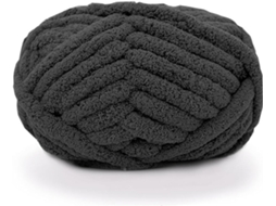 Lurelia Fio Chenille Grosso Macio Poliéster 2 Cm 226 G 25,6 Metros Preto Para Tricô Crochê Mantas Artesanais