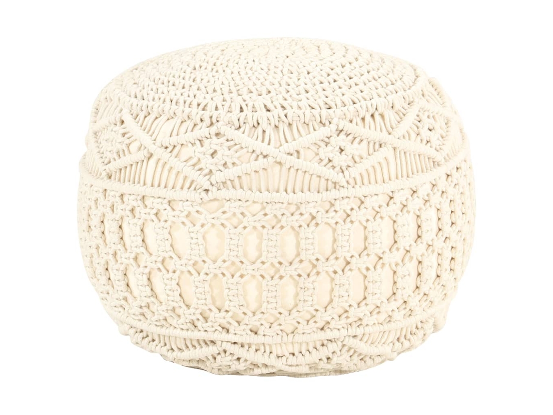 Conjunto 1 Pufe Vidaxl Bege Algodão