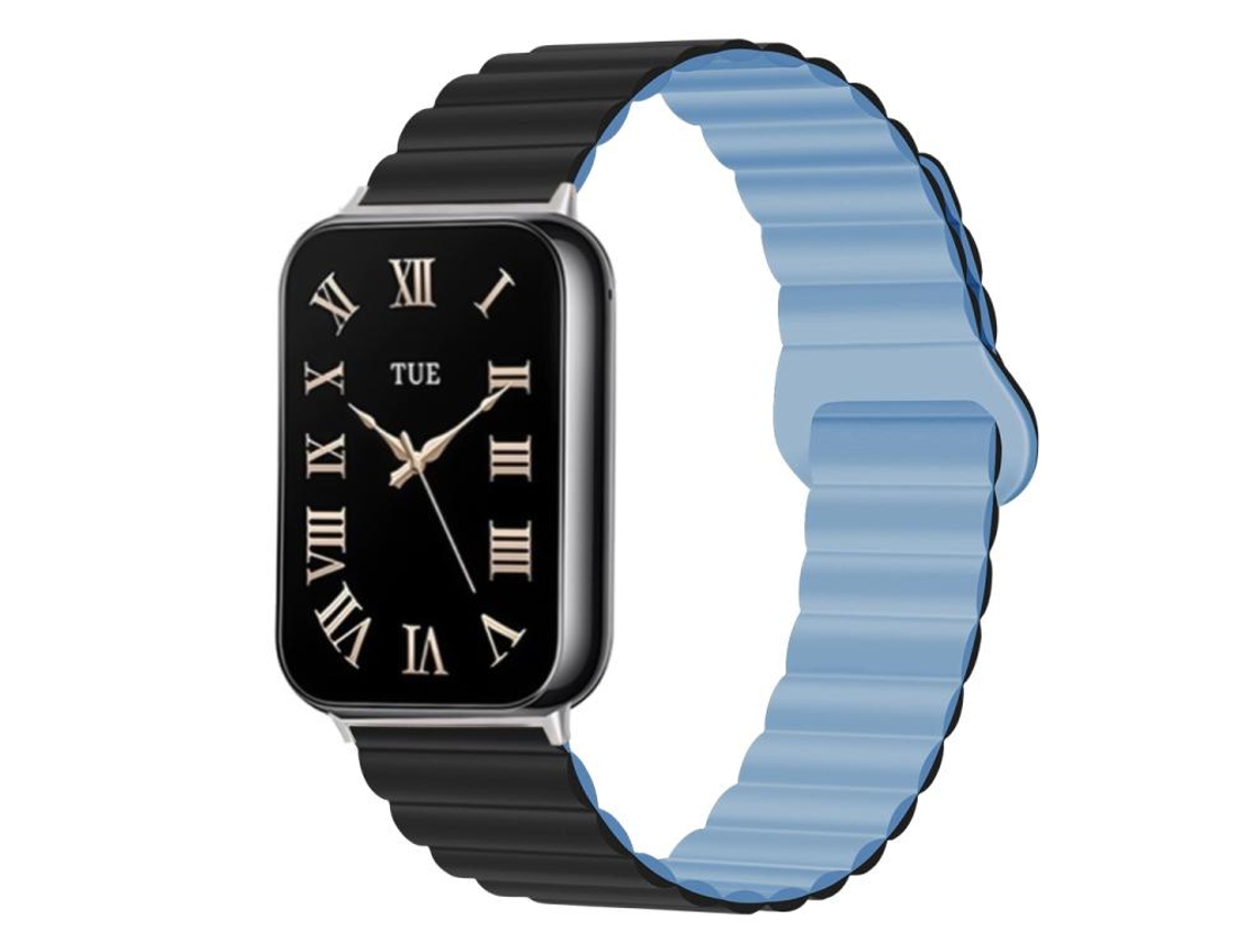 Bracelete para Redmi Watch 6 / 5 / 4 XIAOMOYU em silicone magnético reversível com duas cores (20mm) preto e azul turquesa