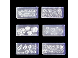 Molde De Escultura De Flor Mini Estéreo 3d Com 6 Peças, Molde De Silicone Para Arte Em Unhas, Branco Hengrongshen