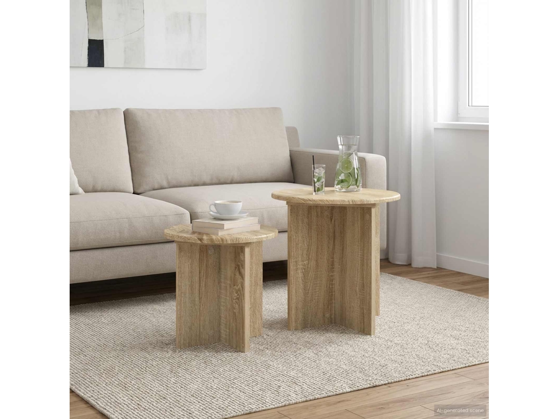 Vidaxl Conjunto De Mesas De Apoio 2 Pcs Carvalho Sonoma