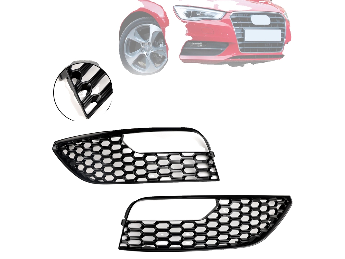 Capa Farol Neblina Audi A3 2012 2016 Plã¡stico Preto Brilhante Oem