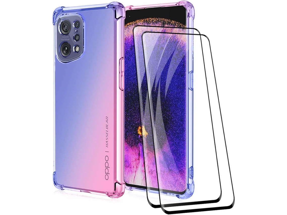 Conjunto de Películas de Ecrã Slope Translúcida Párachoque para Oppo Find X5 Pro HONGWE. Multicor (2un)
