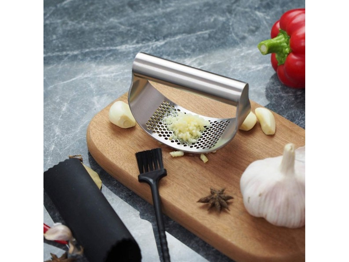 Lurelia Prensa Para Alho Aço Inoxidável Com Descascador Escova Limpeza Modelo Rocker Gengibre 10 X 6,5 Cm Cozinha