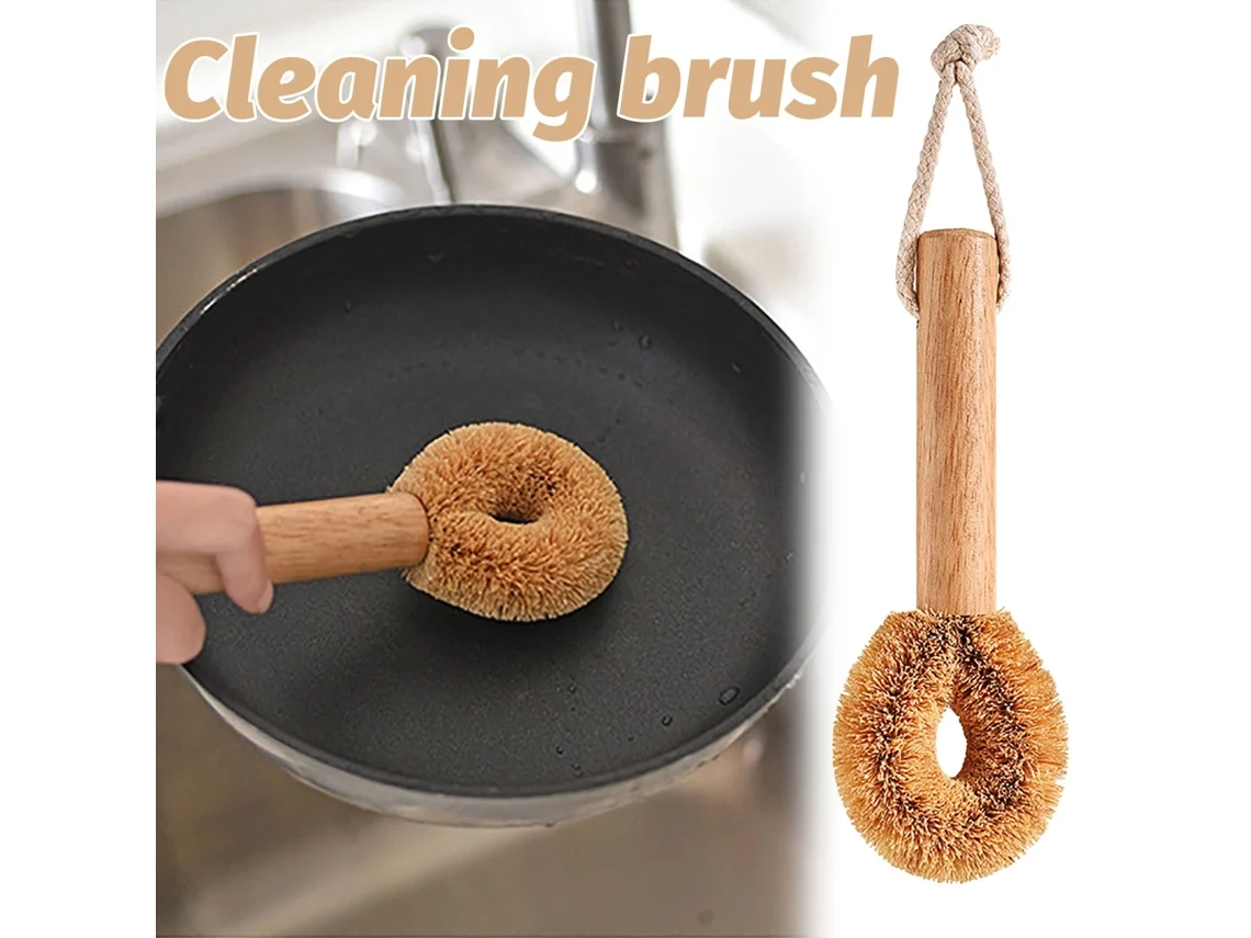Escova De Limpeza Com Cabo De Madeira E Cerdas Naturais, Ideal Para Panelas, Resistente E Ecológica Para Cozinha