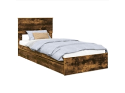 Cama com Armazenamento com Gaveta Carvalho Defumado 90x200 cm MAISON EXCLUSIVE