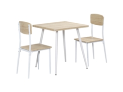 Ensemble Table À Manger Quadrada 3 Pièces Avec 2 Chaises Cozinha, Sala De Jantar Tabuleiro Em Mdf, Estrutura De Metal Branca
