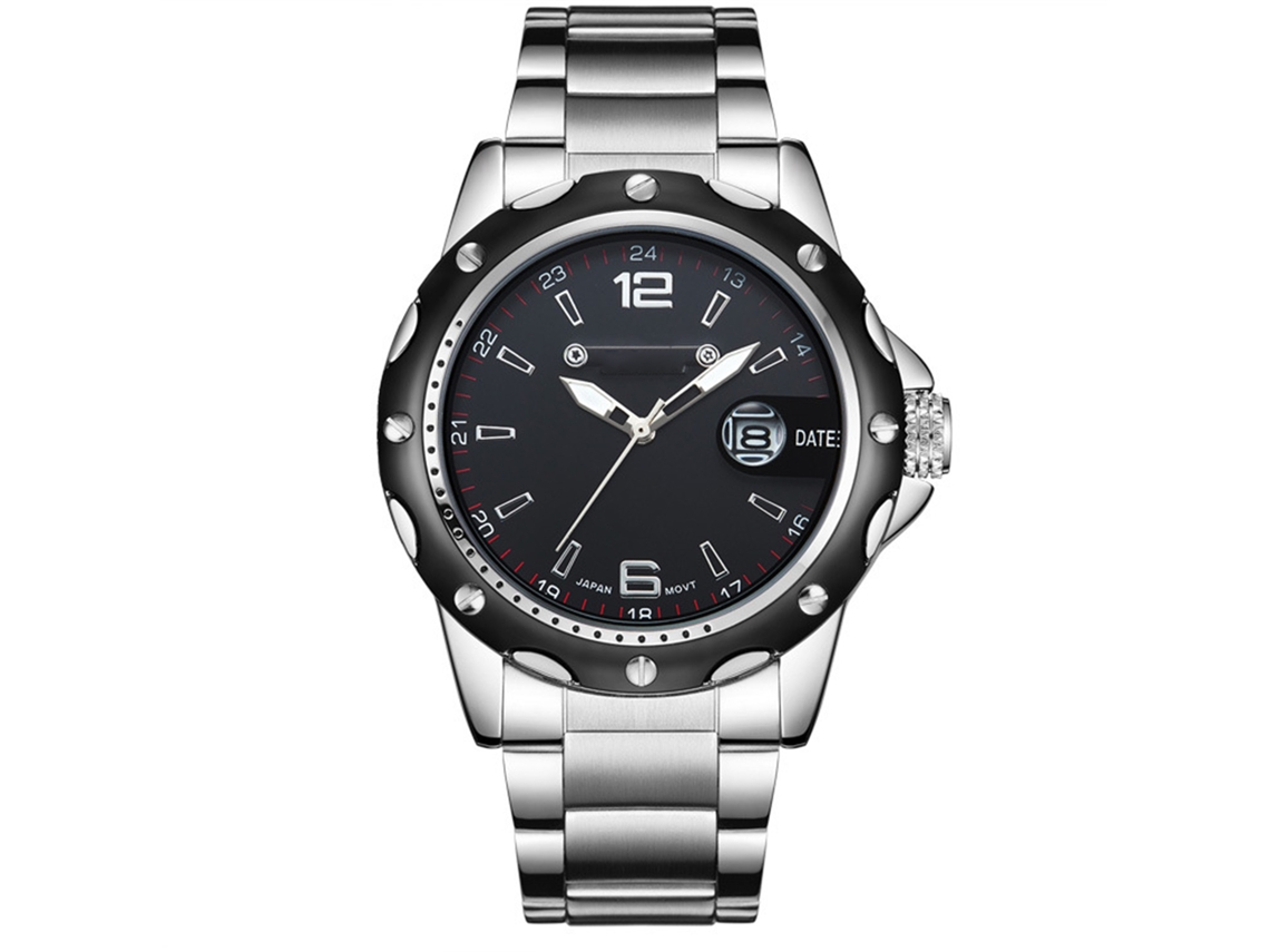 Relógio Masculino de Quartzo Impermeável Liga Elegante com Data Presente de Aniversário