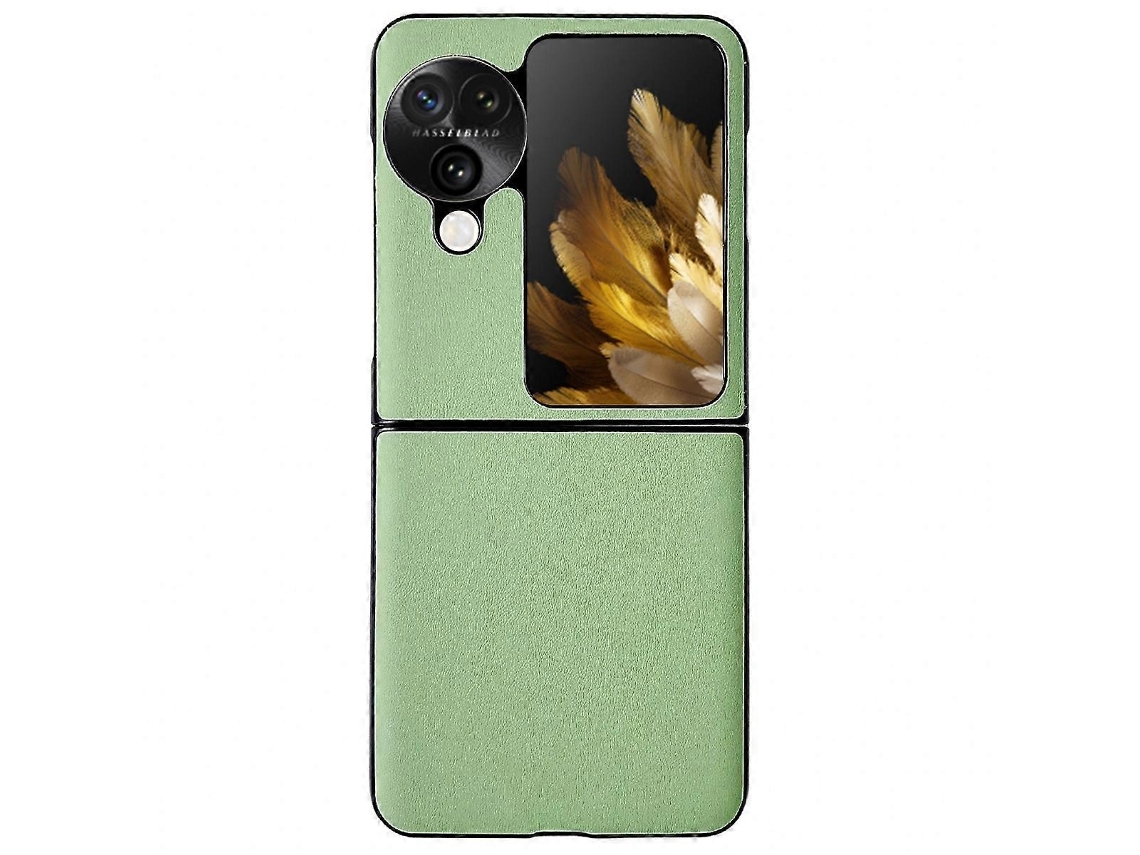 Capa De Celular Com Textura De Couro De Cor Sólida Morandi Para Oppo Find N3 Flip