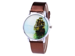 Reloj Analógico De Cuarzo Con Correa Pu Para Mujer Hombre Estudiante Regalo Casual Café