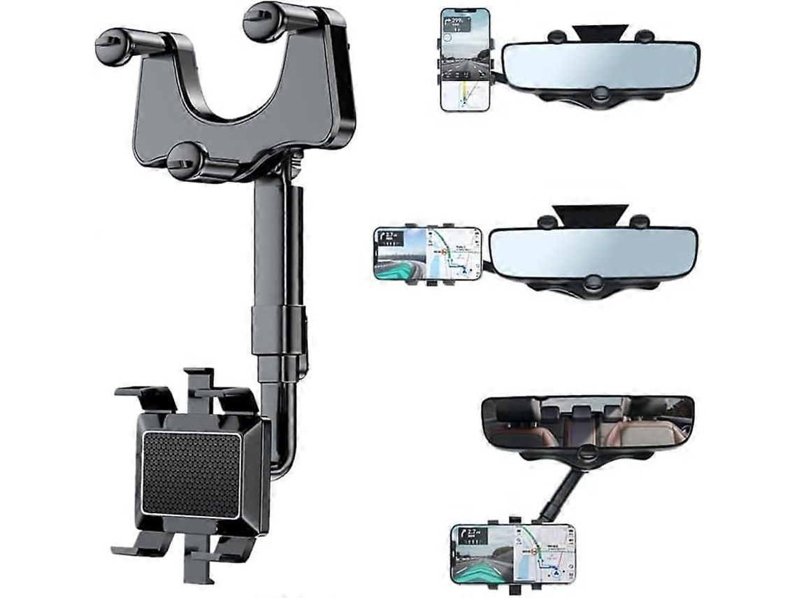 Suporte De Telefone Para Carro - Montagem No Espelho Retrovisor Para Smartphones De 3 A 7 Polegadas