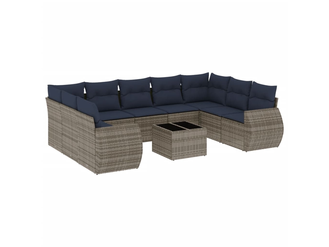 Conjunto de Sofá de Jardim, 10 Peças, Almofadas, Rattan Cinza MAISON EXCLUSIVE