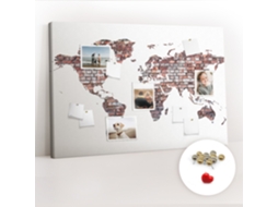 Painel De Cortiça Para Parede Mapa-múndi Em Tijolos Para A Sala De Estar Espelharte (120x80 Cm)