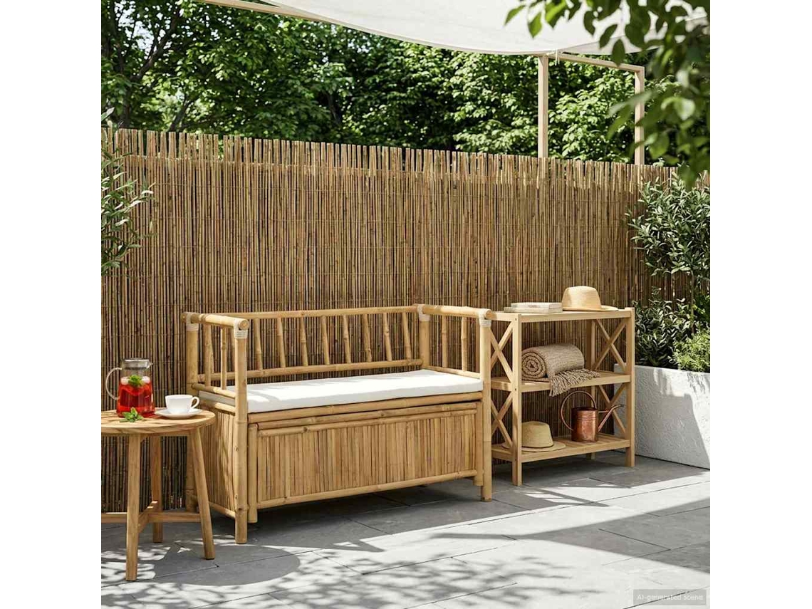 Vidaxl Banco De Armazenamento Para Jardim 110 X 47 X 80 Cm Bambu