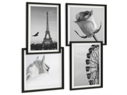 Composição De Quadros Motivos Florais Abstração Elegância Espelharte (4 Peças)