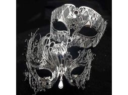Máscara de festa veneziana de metal gravada a laser Fasst Prata Preto Ouro para Casais para Casamento Halloween Carnaval