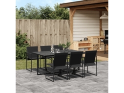 Vidaxl 7 Pcs Conjunto De Jantar Para Jardim Textilene Preto