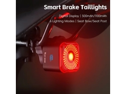West Biking Lanterna Traseira Inteligente Bicicleta Ativação Freio Display Digital Led Parada Auto Tipo-c 1100mah Longa Duração Mtb Estrada Scooter