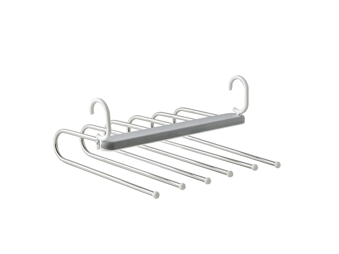 Rack de calças dobrável 6 camadas multifuncional aço inoxidável organizador de armário cinza | S/MARCA