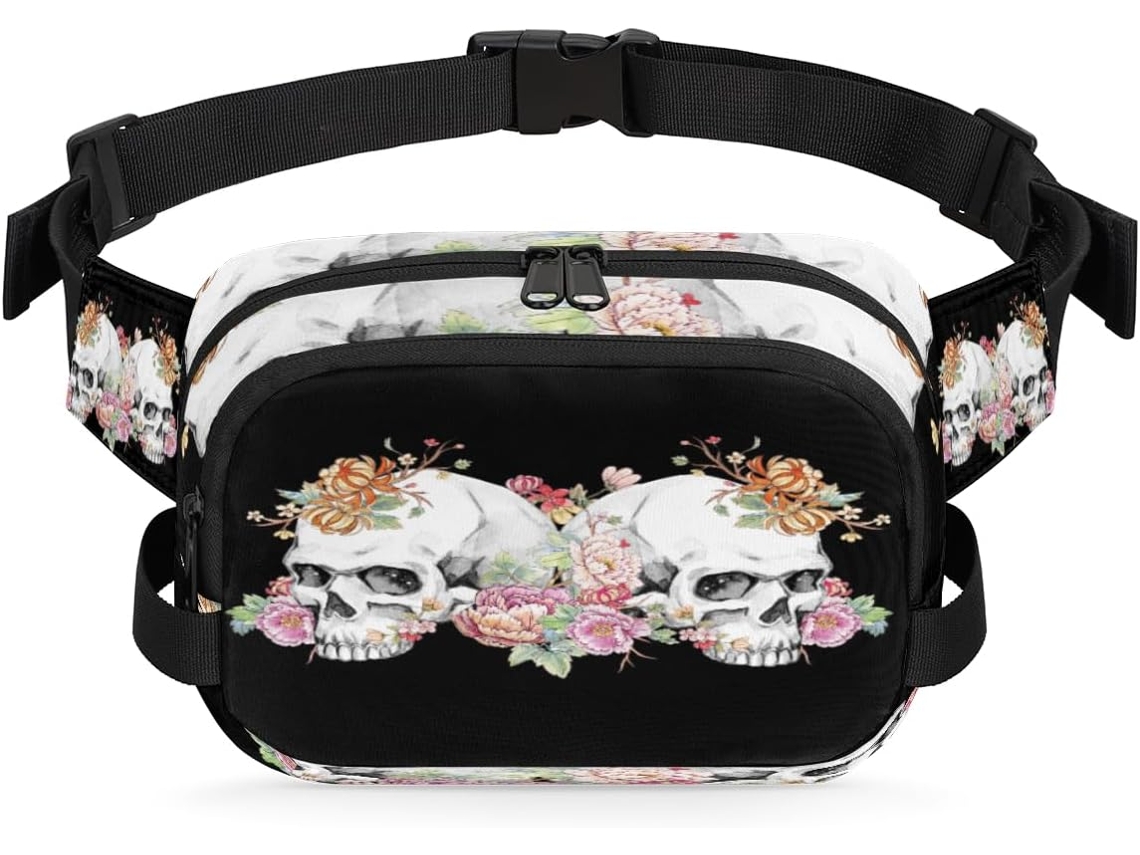 Pochete com Estampa de Caveira para Mulheres 22 8 X 6 3 X 15 5 Cm Design Diy Pa Impermeável de Alta Qualidade