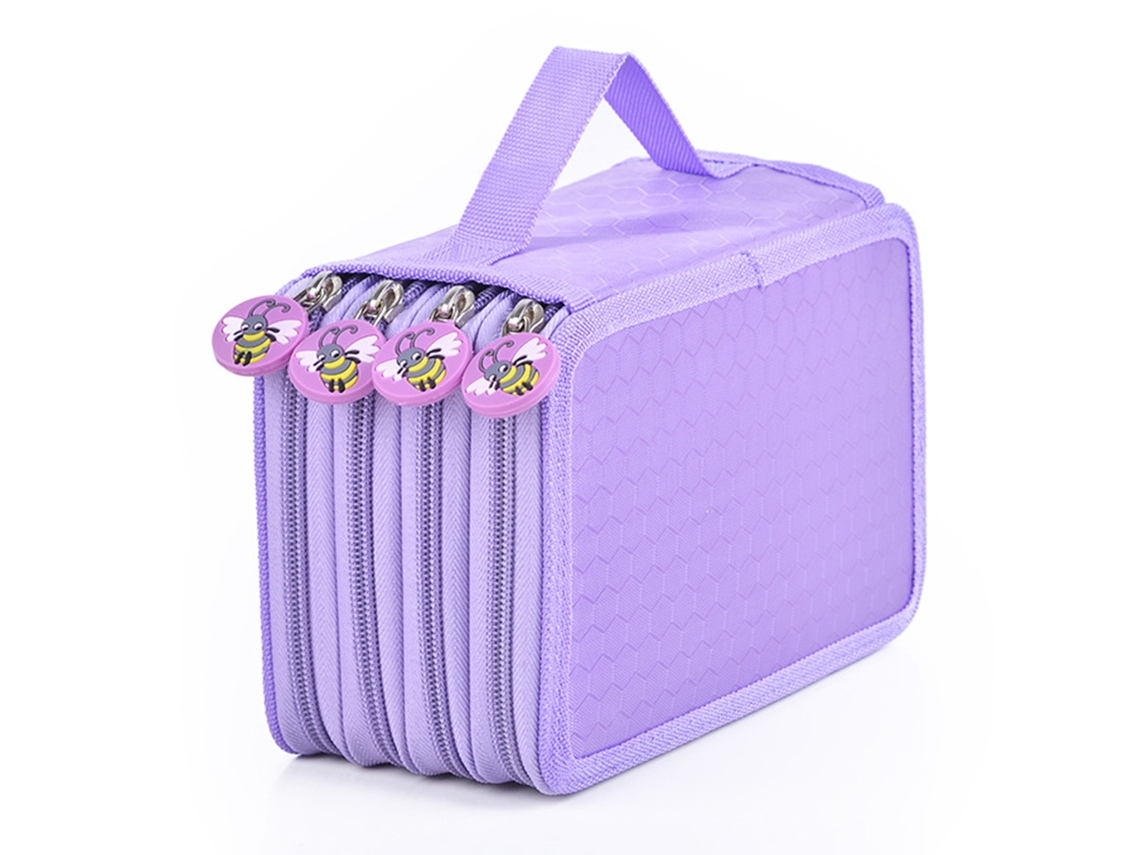 Estuche de Lápices Grande 72 Huecos Multicapa de Gran Capacidad Oxford Cloth Funcional Morado para Escuela