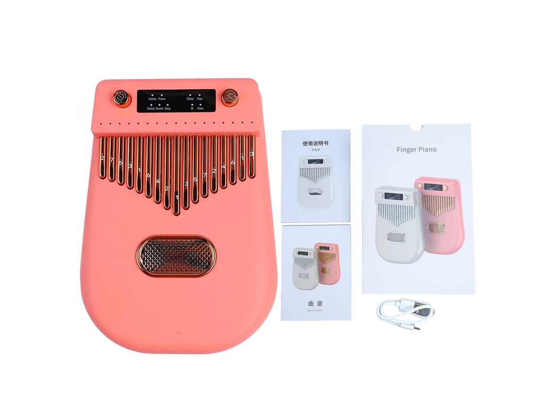 Kalimba Eletrônica Smart 17 Teclas Rosa para Iniciantes
