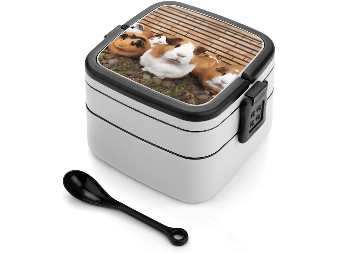 Marmita Bento De Camada Dupla Para Porquinhos Da Índia, Empilhável, À Prova De Vazamentos, 1000ml, Com Colher, Caixa De