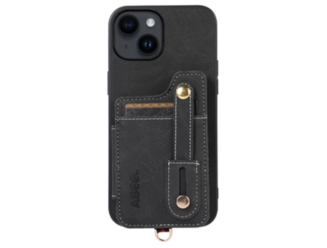 Suporte Casa Textura Lichia Para Iphone 14 Abeel Pele Sintética Com Porta-cartões Preto