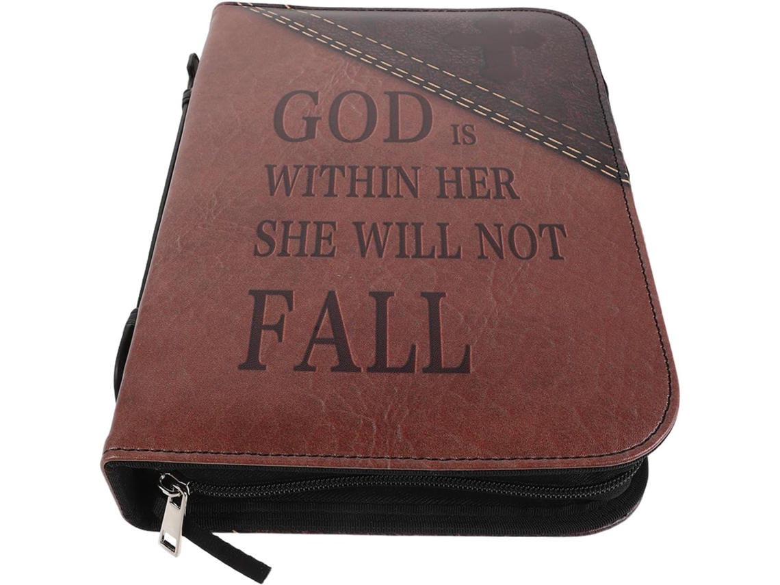 Capa Bíblia Com Zíper E Alça, Capacidade Extra Grande, Material Pu Fácil De Limpar, Design Vintage Estudo