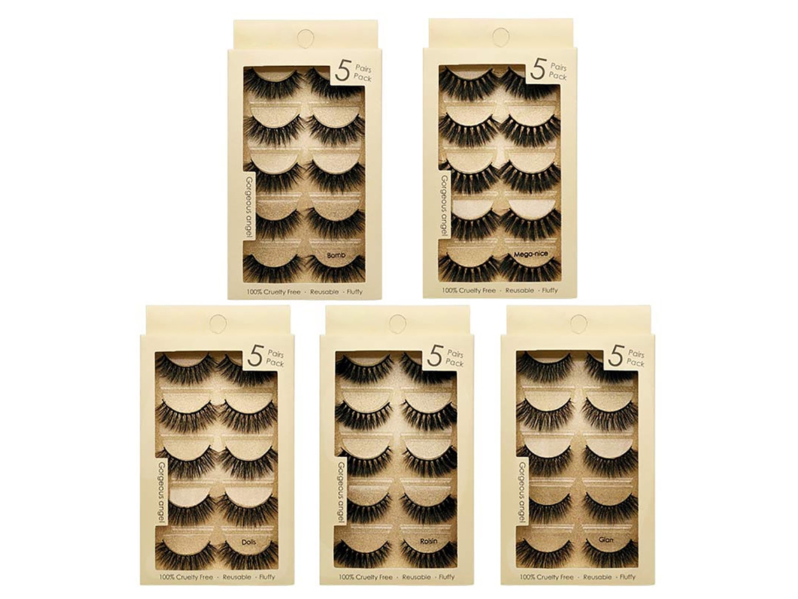 5 Pares Cílios Falsos Mink 3d Macios Fios De Algodão Leve Fluffy Para Maquiagem