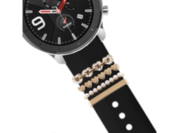 Bracelete Amazfit Gtr 42Mm Pulseira com Adorno Corações Preto