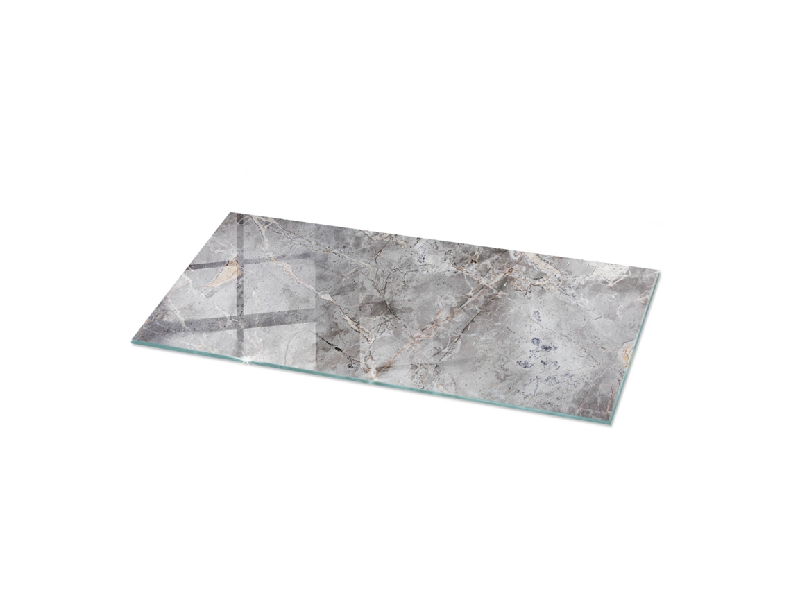 Tampo De Mesa Retangular Espelharte (125x50 Cm - Padrão De Mármore Natural - Cinza)