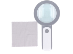 Lupa De Mão Ultra Leve 30x Com Lente Óptica Hd E Luz Led Para Leitura Cinza E Branco