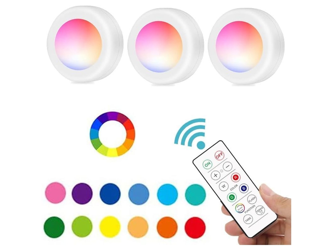 Luzes sem fio Nova Line, com controle remoto, 3 pacotes, 16 LEDs, coloridos