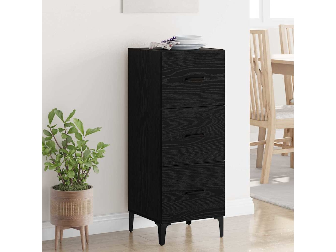 Vidaxl Buffet Carvalho Preto 34,5 X 34 X 90 Cm Derivados De Madeira