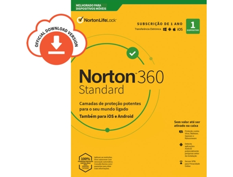 Software NORTON 360 Standard 10GB (1 Dispositivo - 1 Ano - Smartphone, PC e Tablet - Formato Digital)