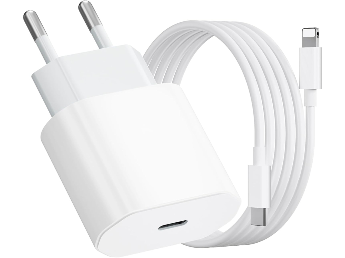 Carregador Rápido 20w Com Cabo 1m, Compatível Com Iphone 14/13/12/11/x/8/7 E Versões Plus/pro Max