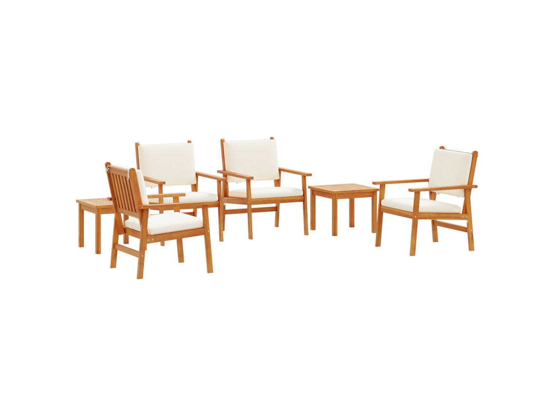 Conjunto 6 Móveis Para Exterior Vidaxl Castanho Madeira De Acácia Maciça (45 X 45 X 38 Cm)