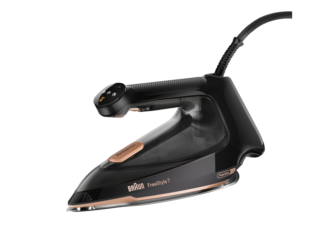  Ferro a Vapor BRAUN FreeStyle 7 FI7276BK (Jato vapor 250 g/min - Base FreeGlide 3D EloxalPlus)