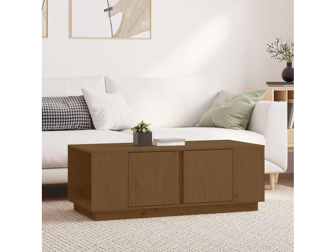 Vidaxl Mesa De Centro 110x50x40cm Madeira De Pinho Maciça Castanho Mel
