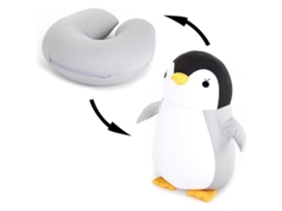 Lurelia Almofada Infantil De Viagem, Formato U, Com Microesferas, Pinguim, Cinza, Ref. L0397
