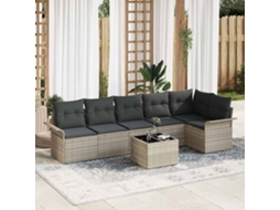 Vidaxl Conjunto De Sofá De Jardim 7 Unid. Cinzento-claro Vime Pe