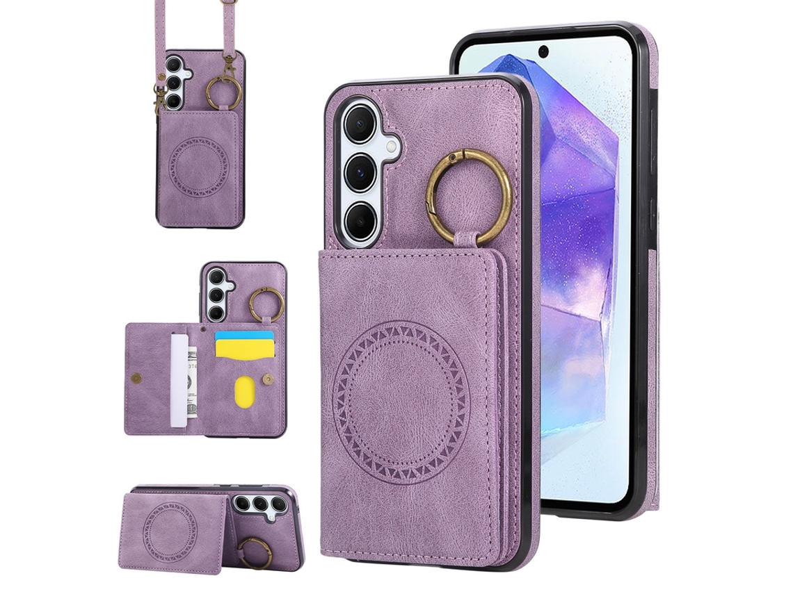 Capa Para Samsung Galaxy A56 5g Anel Protetor Lente Carteira Roxo Czhhmart