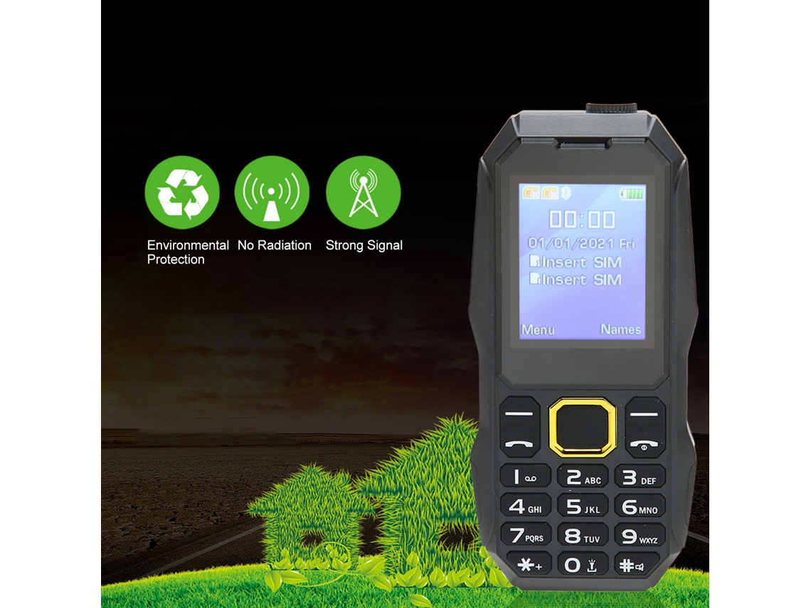 Mali telefone Móvel para Idosos com Tela Lcd 1.8 Polegadas Botões Grandes Bateria 5800mah Dual Chip Preto