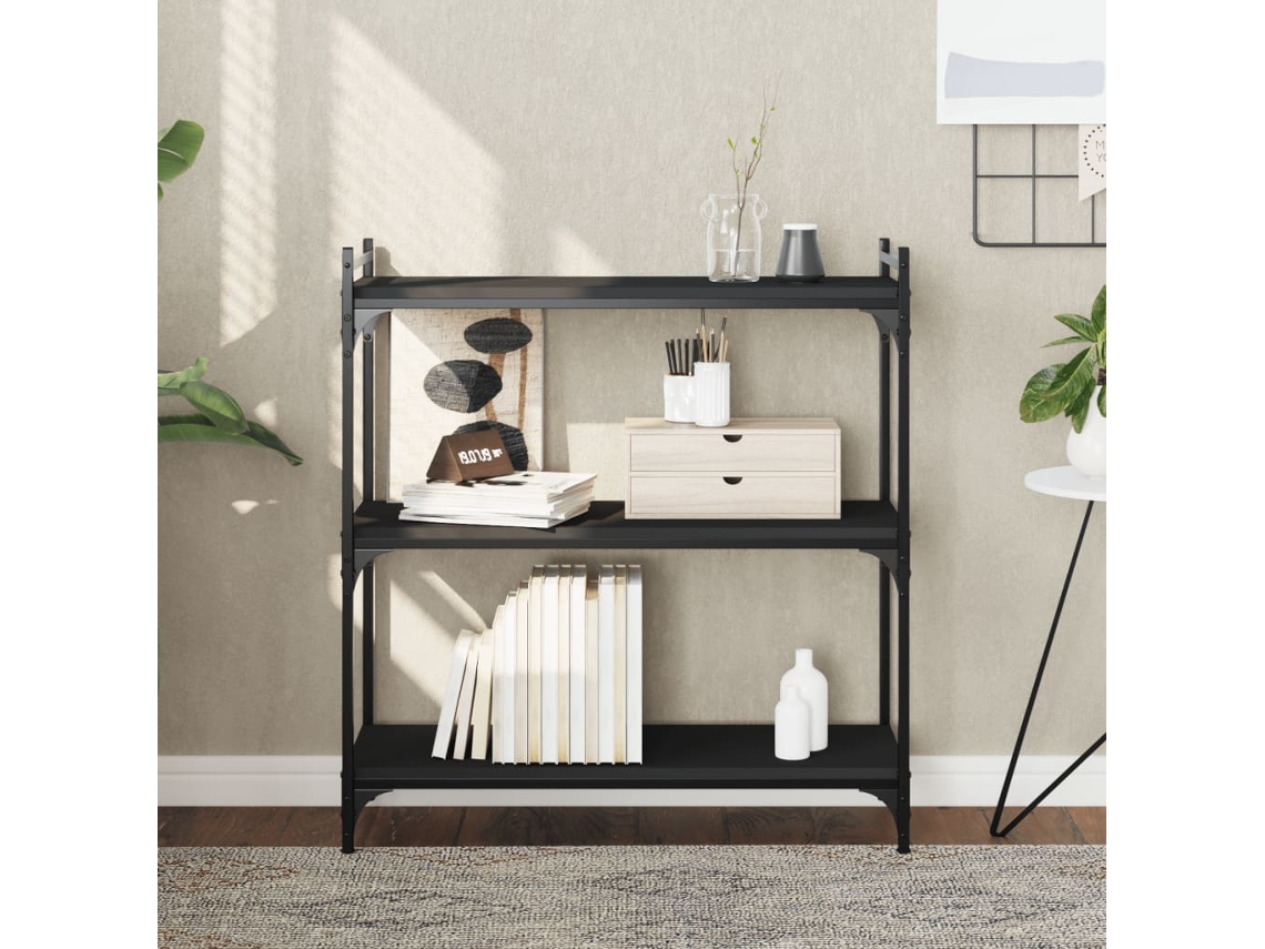 Vidaxl Estante C/ 3 Prateleiras 80x30x86 Cm Derivados De Madeira Preto