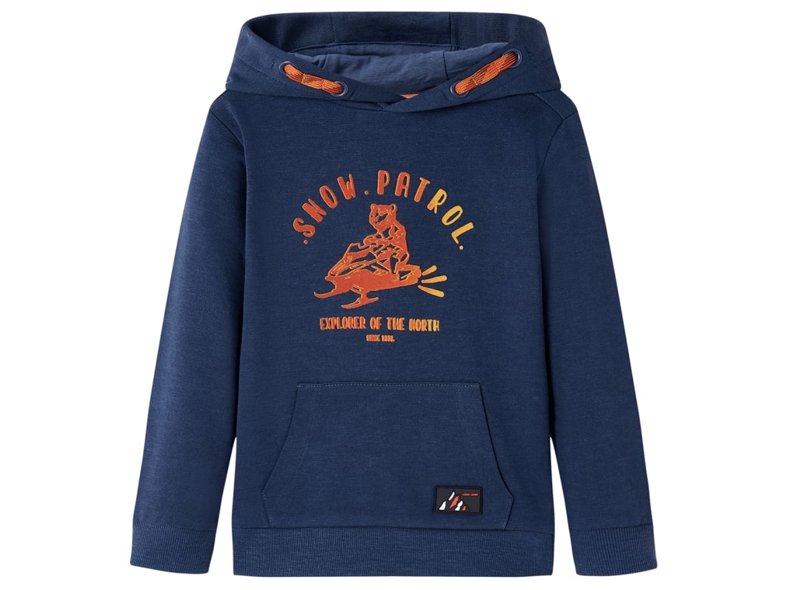 Sweatshirt Para Criança Com Capuz Azul-marinho Mesclado E Laranja 128