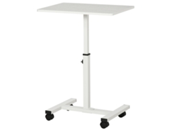 Mesa Auxiliar Com Rodas Lateral Para Sofá Ou Cama Com Altura Ajustável Estrutura De Metal E Freios Para Dormitório Sala De Estar 60x40x52,5-84cm