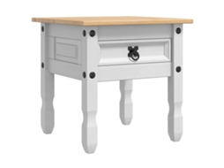 Mesa de apoio branca 50x50x50 cm em madeira maciça de Pinheiro - EXCLUSIVO DA MAISON